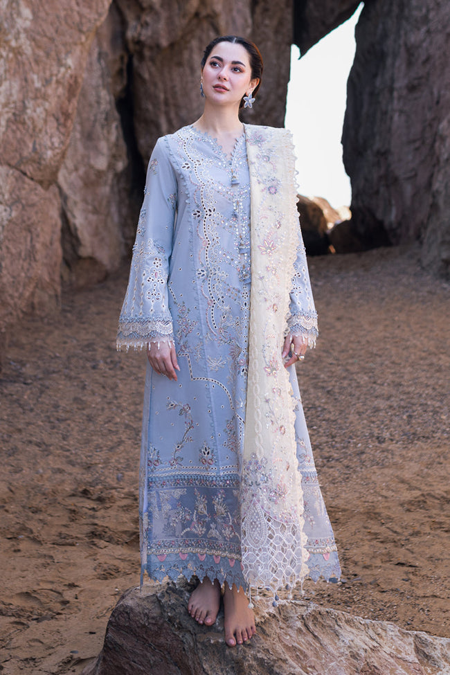 Dhanak-3PC Embroidered Shirt with Organza Embroidered Dupatta-3255