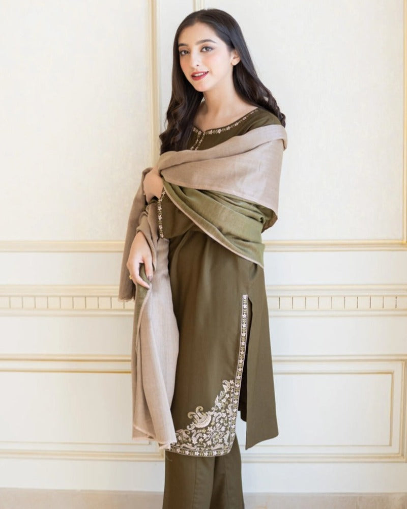 Dhanak Luxe 3PC Embroidered Unstitched Dress – ZC611