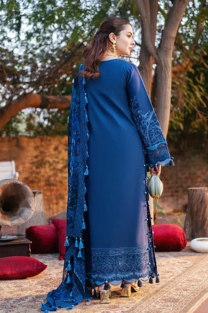 Summer 3PC Lawn Chikenkari Embroidered Shirt - TFS - 438
