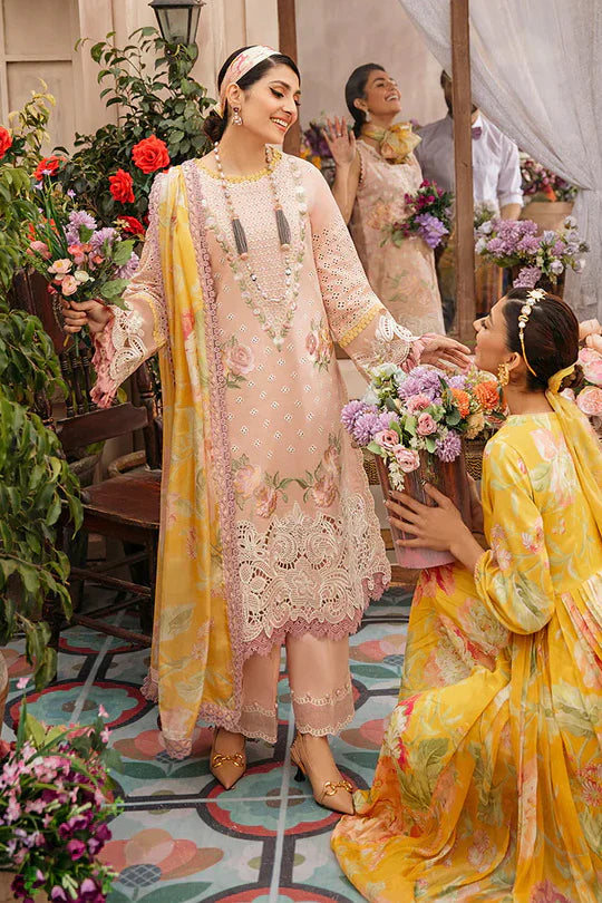 Dhanak-3PC Embroidered Shirt with Digital Printed Wool Shawl -3192