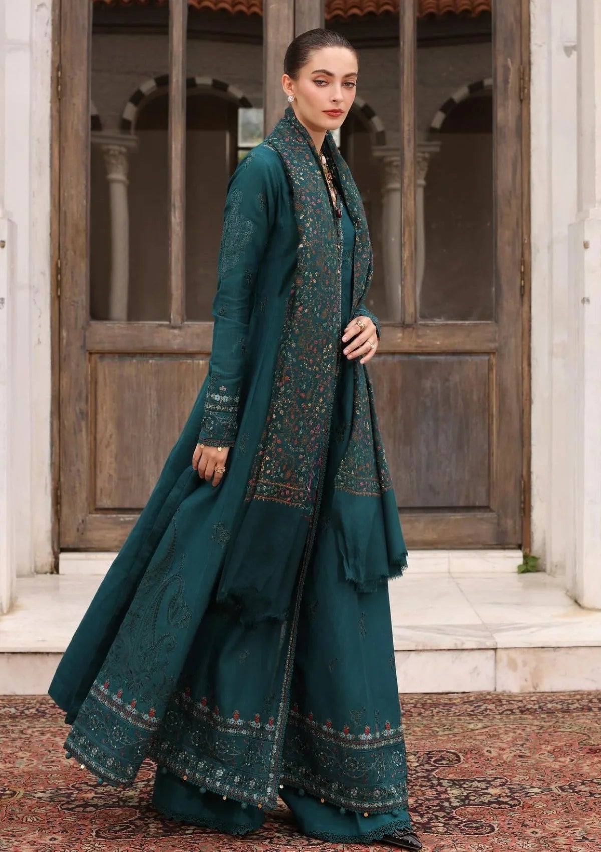3PC Lawn Embroidered Shirt With Digital Printed Jauqard Dupatta- SS 5128