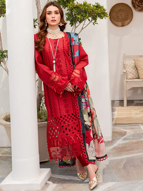 Dhanak 3PC Embroidered Shirt with Digital Printed Wool Shawl – ZC3160