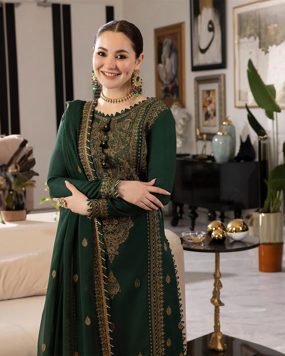 Lawn 3PC Embroidered With Chiffon Embroidered Dupatta-5022