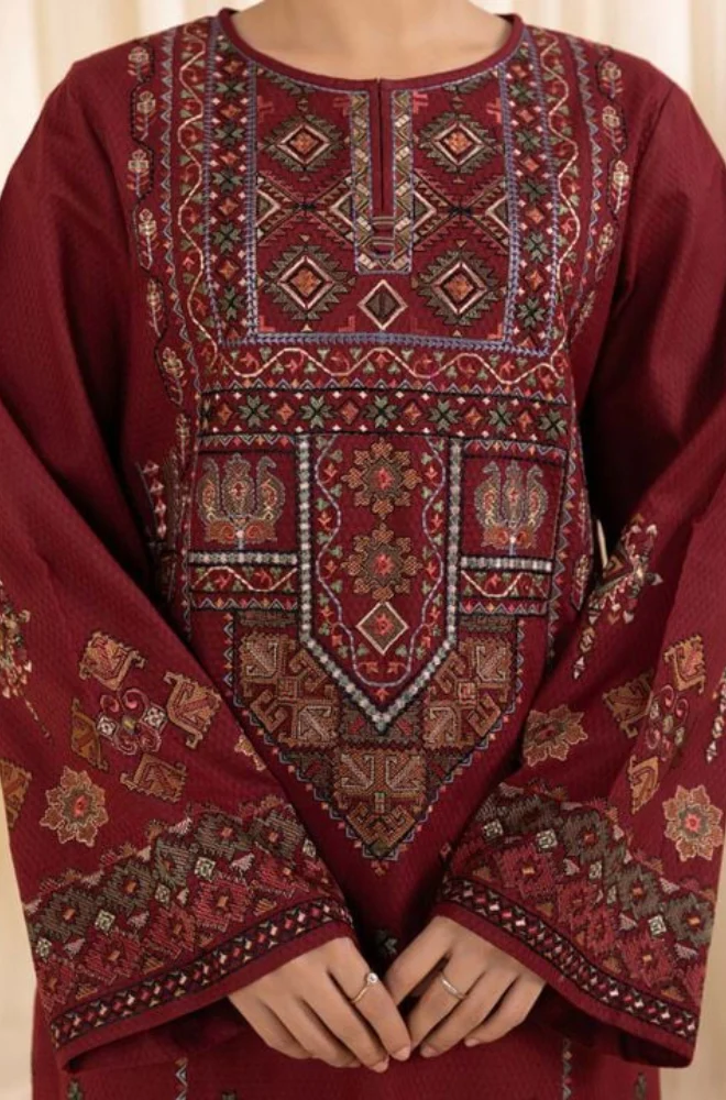 Dhanak 3PC Embroidered Shirt with Digital Printed Wool Shawl – ZC3268