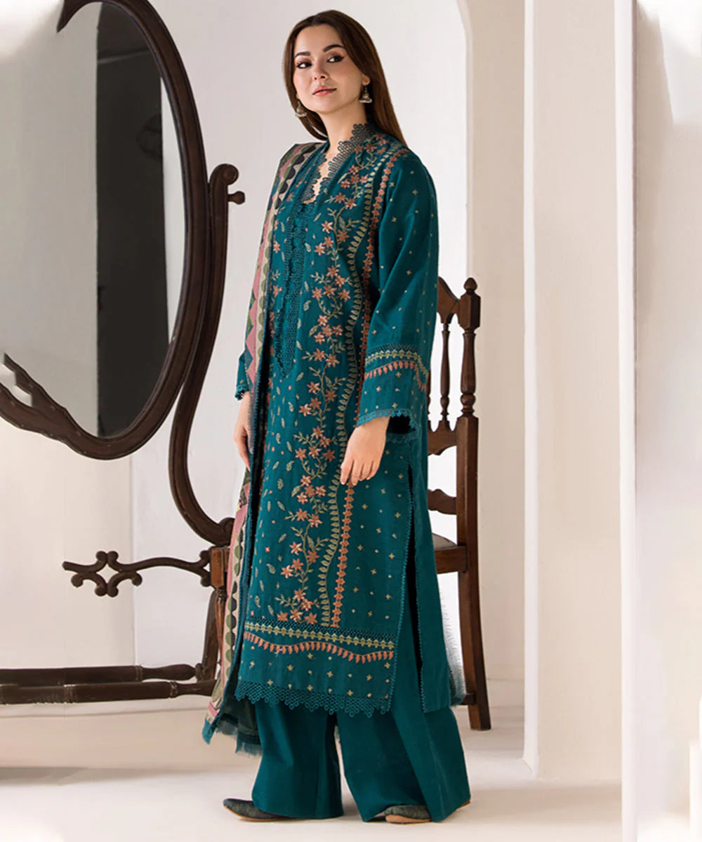 3PC LAWN EMBROIDERED SHIRT WITH DIGITAL PRINTED JACQUARD DUPATTA - SS 5026