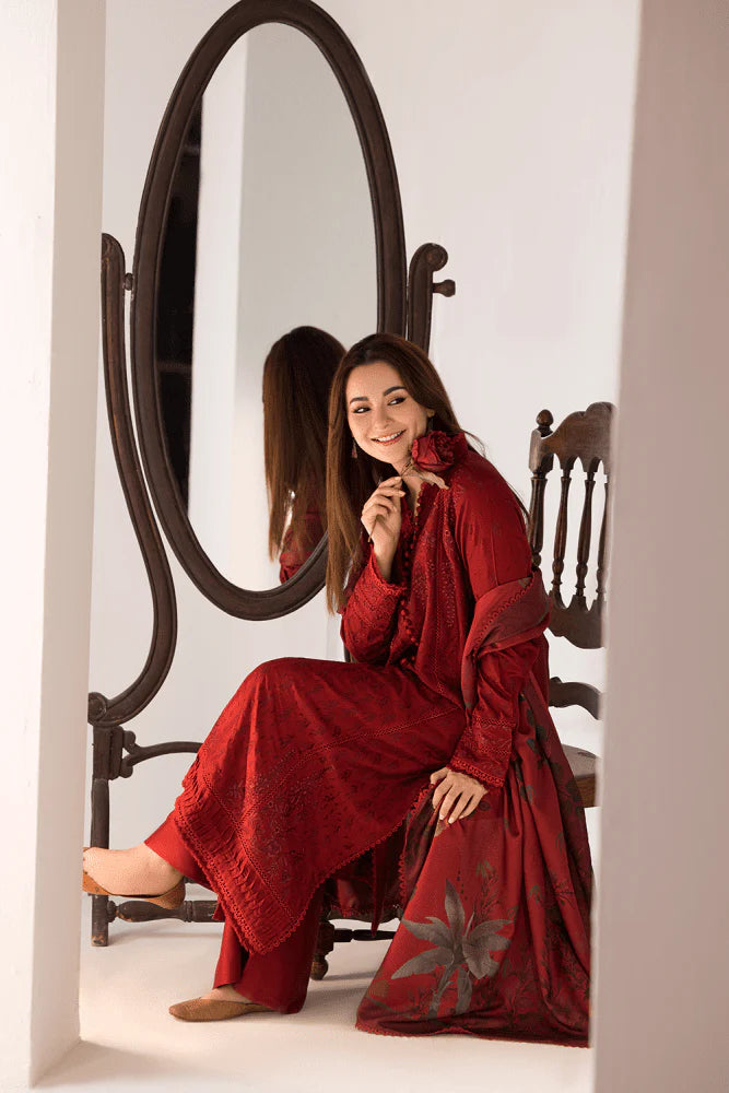 3PC LAWN EMBROIDERED SHIRT WITH DIGITAL PRINTED JACQUARD DUPATTA- SS 5005