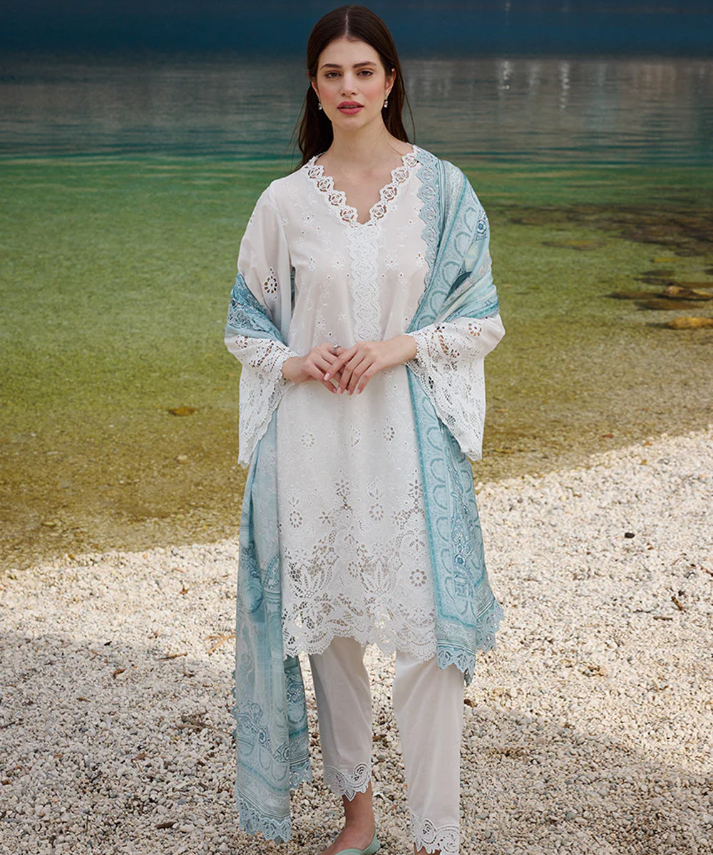 Lawn 3PC Embroidered Shirt with Digital Printed Jacquard Dupatta – ZC1407