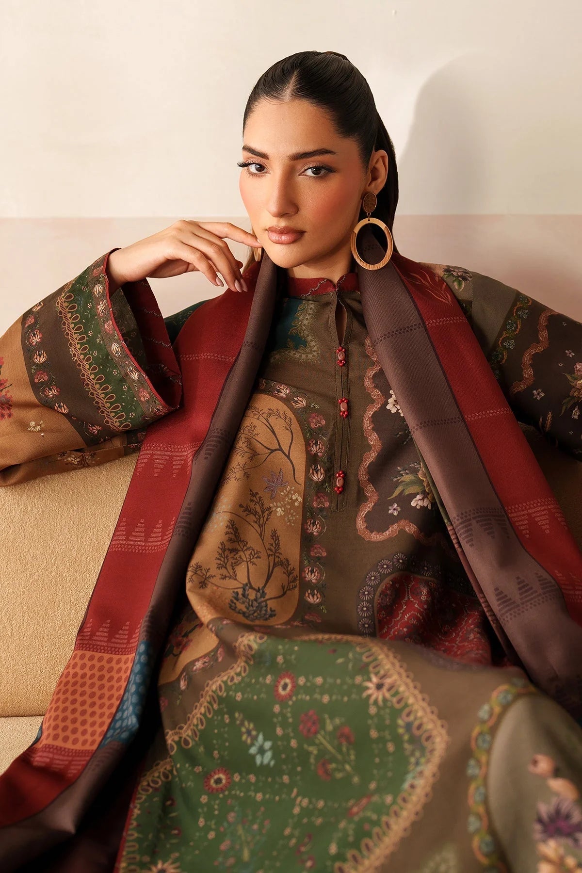 3PC LAWN PRINTED SHIRT WITH VOILE PRINTED DUAPTTA - 4016