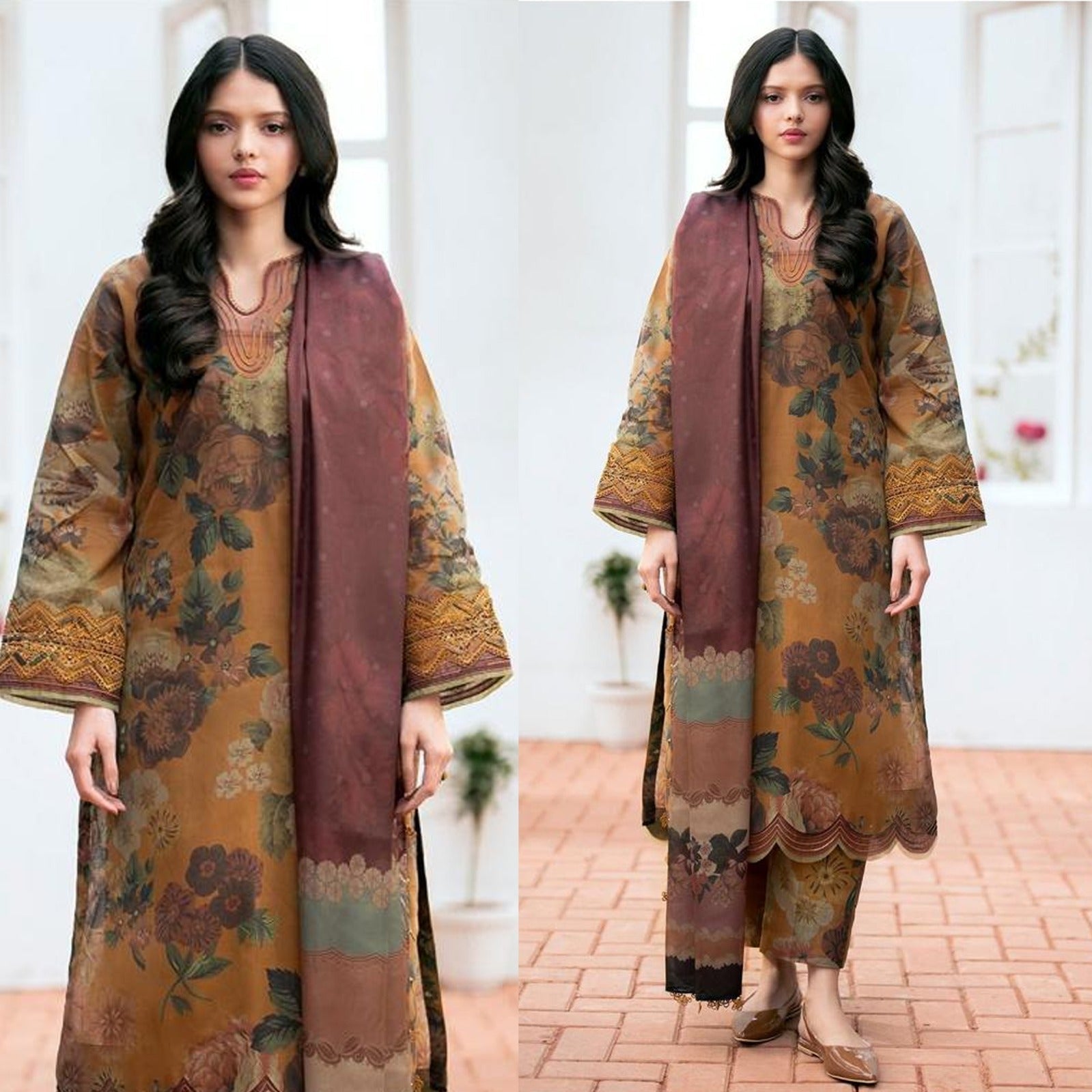 Baroque 3PC Karandi Printed Shirt with Karandi Printed Dupatta and Trouser – ZC813