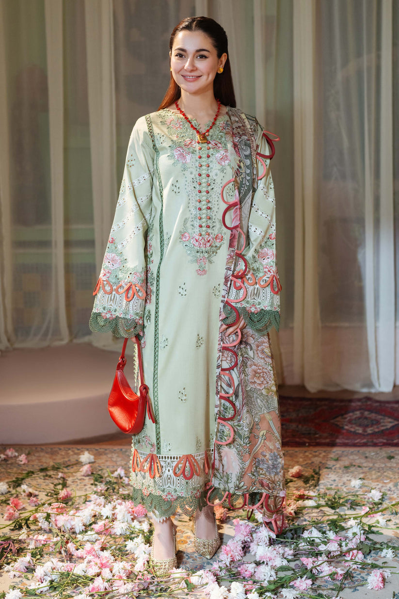Lawn 3PC Embroidered Shirt with Digital Printed Jacquard Dupatta – ZC1428