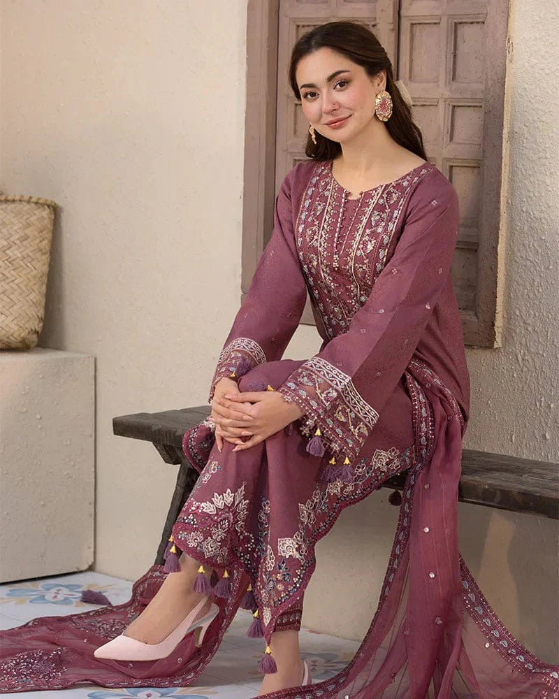 Lawn-3PC Embroidered Shirt with Chiffon Embroidered Dupatta-SS 5064