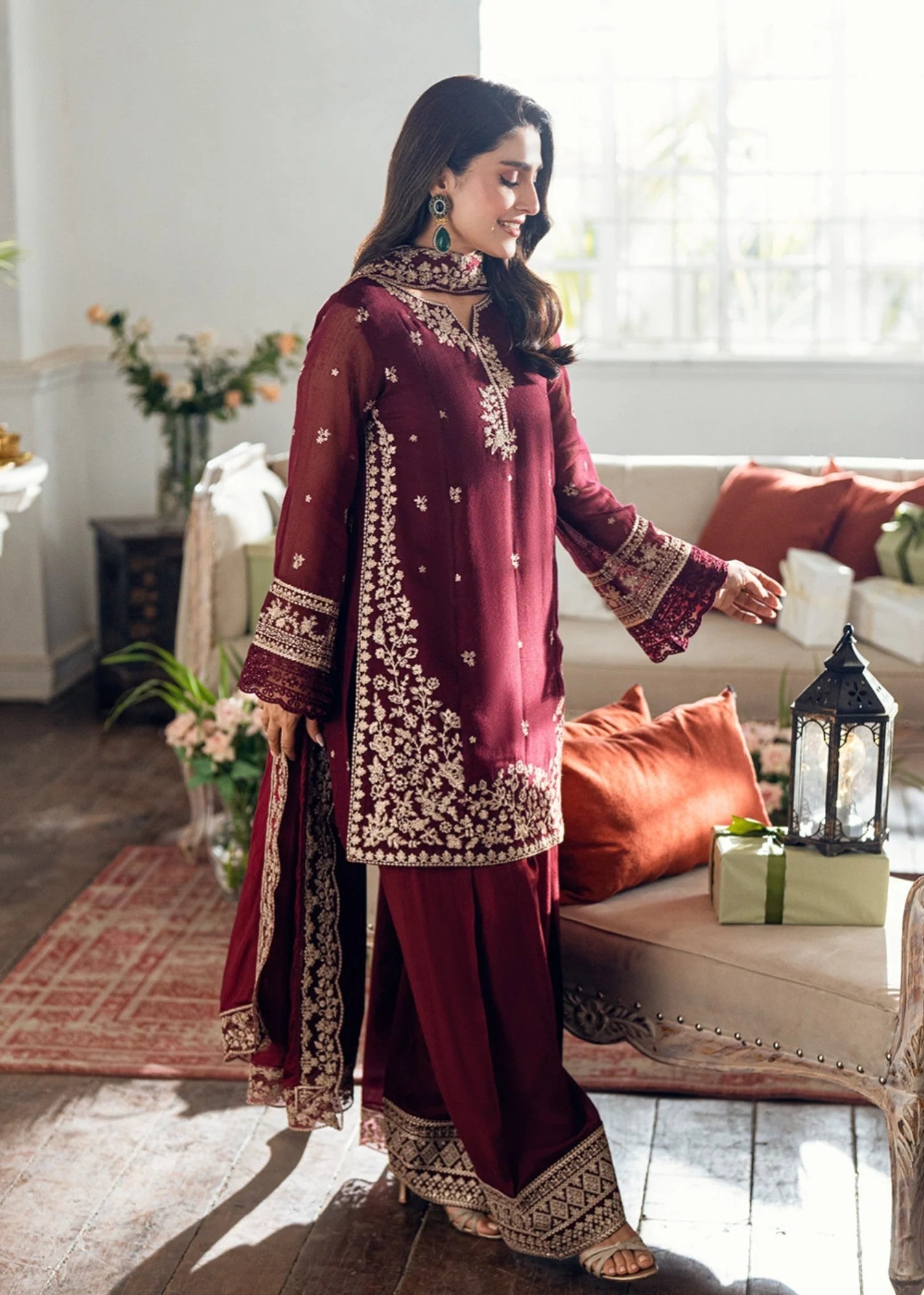 Lawn-3PC Embroidered Shirt With Embroidered Cotton Viscose Dupatta-SS 5169