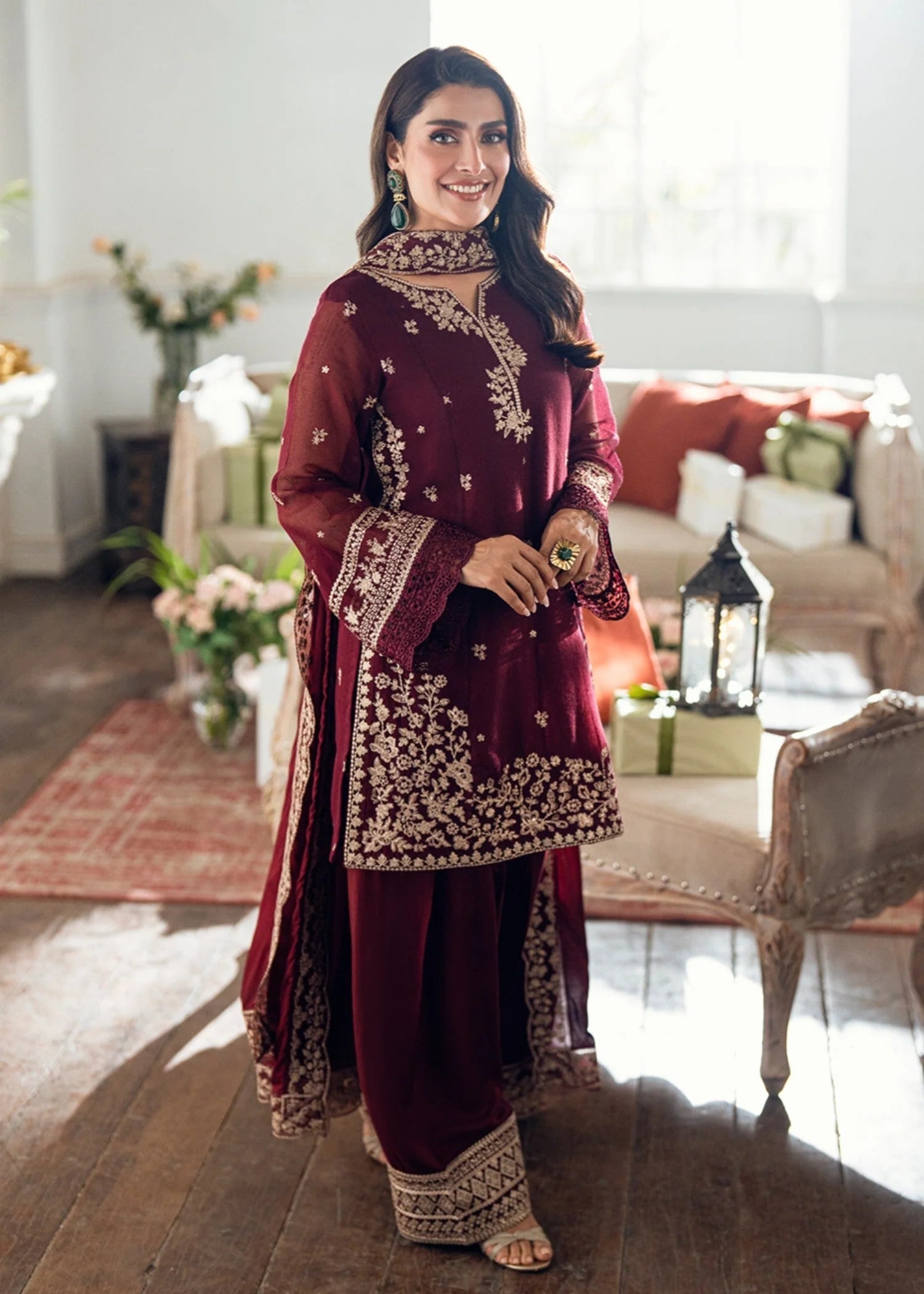 Lawn-3PC Embroidered Shirt With Embroidered Cotton Viscose Dupatta-SS 5169