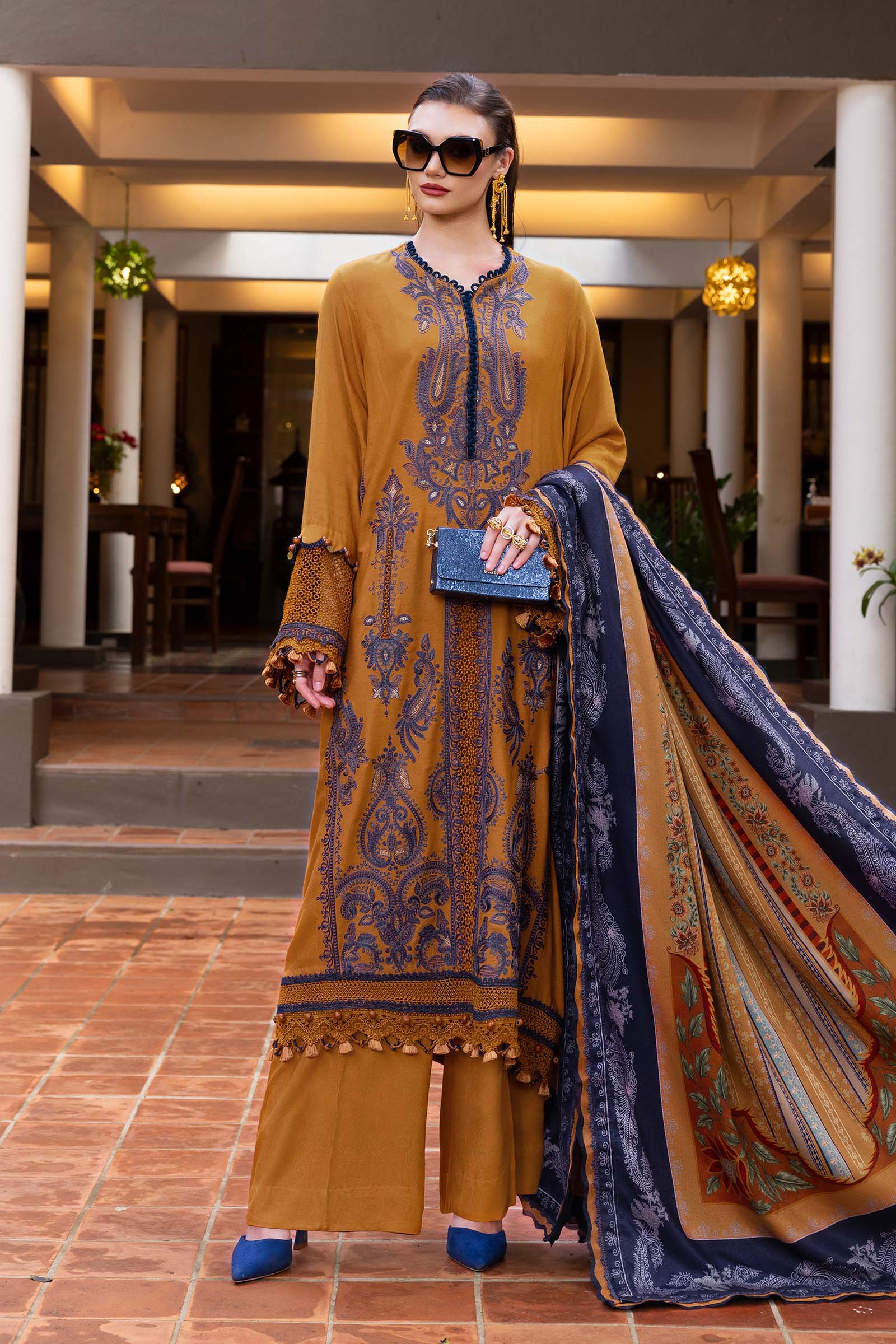 Unstitched 3PC Embroidered Lawn Suit - NF - 01
