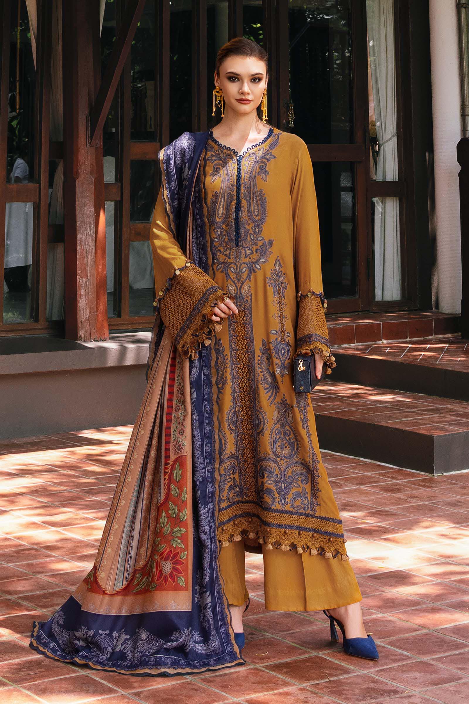 Unstitched 3PC Embroidered Lawn Suit - NF - 01