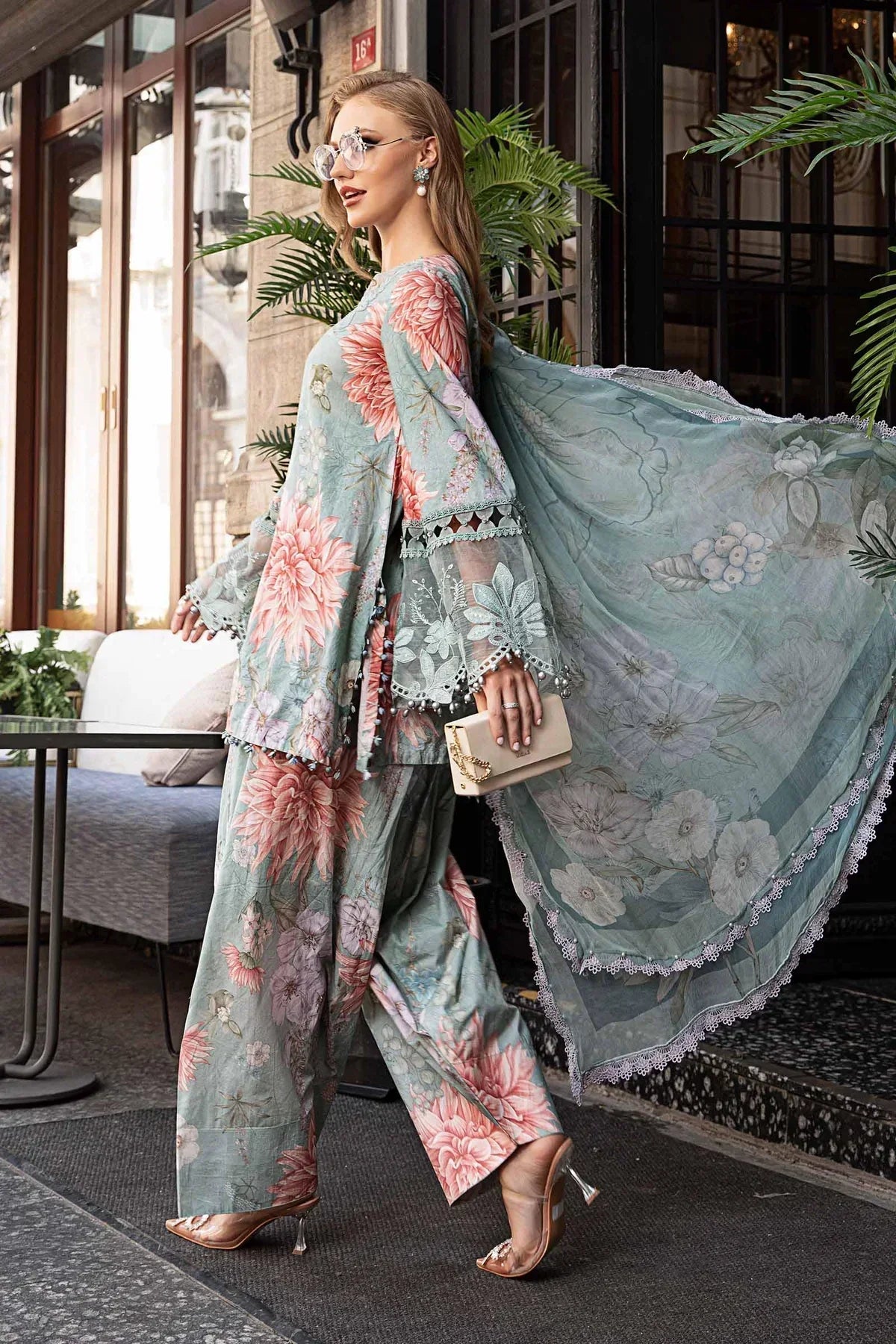 3PC Printed Lawn Zarri Shirt with Voile Printed Dupatta – ZC1520