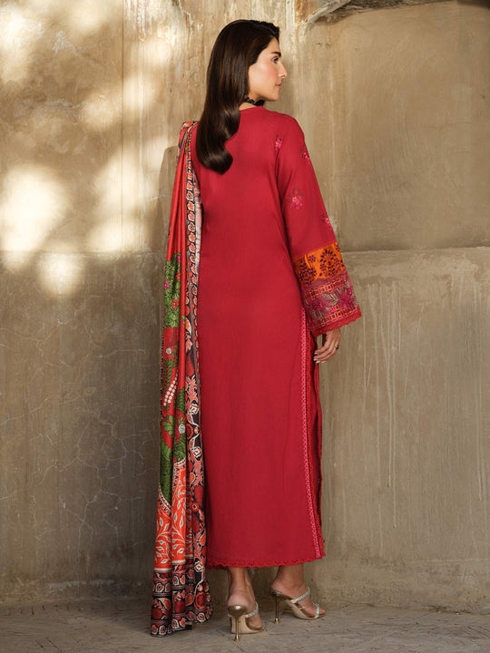 Dhanak 3PC Embroidered Shirt with Digital Printed Wool Shawl – ZC3350