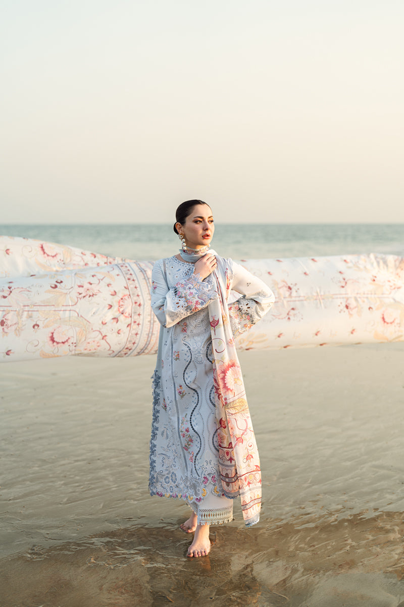 Lawn 3PC Embroidered Shirt with Digital Printed Jacquard Dupatta – ZC1381