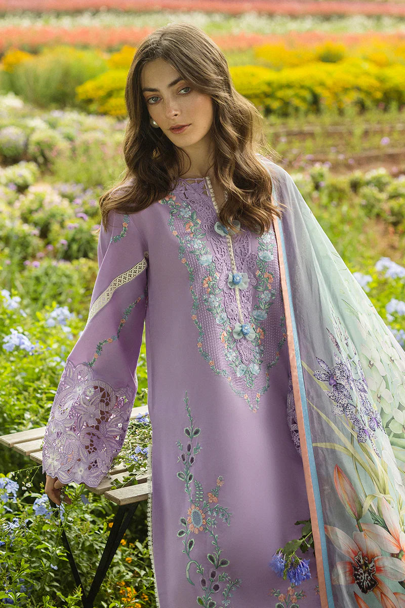 Dhanak-3PC Embroidered Shirt with Digital Printed Wool Shawl -3325