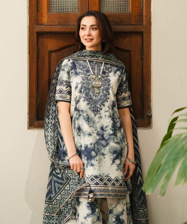 3PC Printed Lawn Shirt with Voile Printed Dupatta – ZC1542