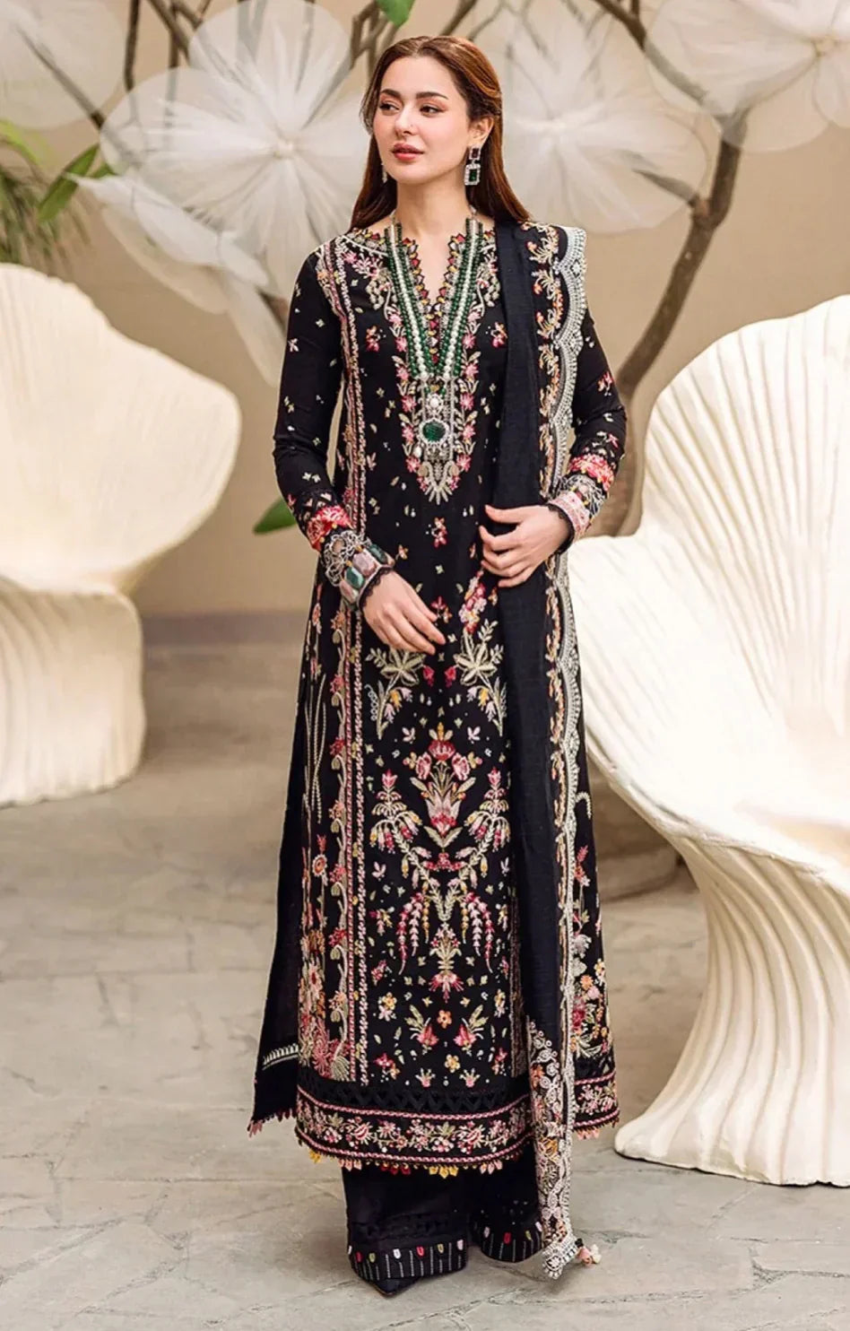 Lawn-3PC Embroidered Shirt with Organza Embroidered Dupatta SS-5176