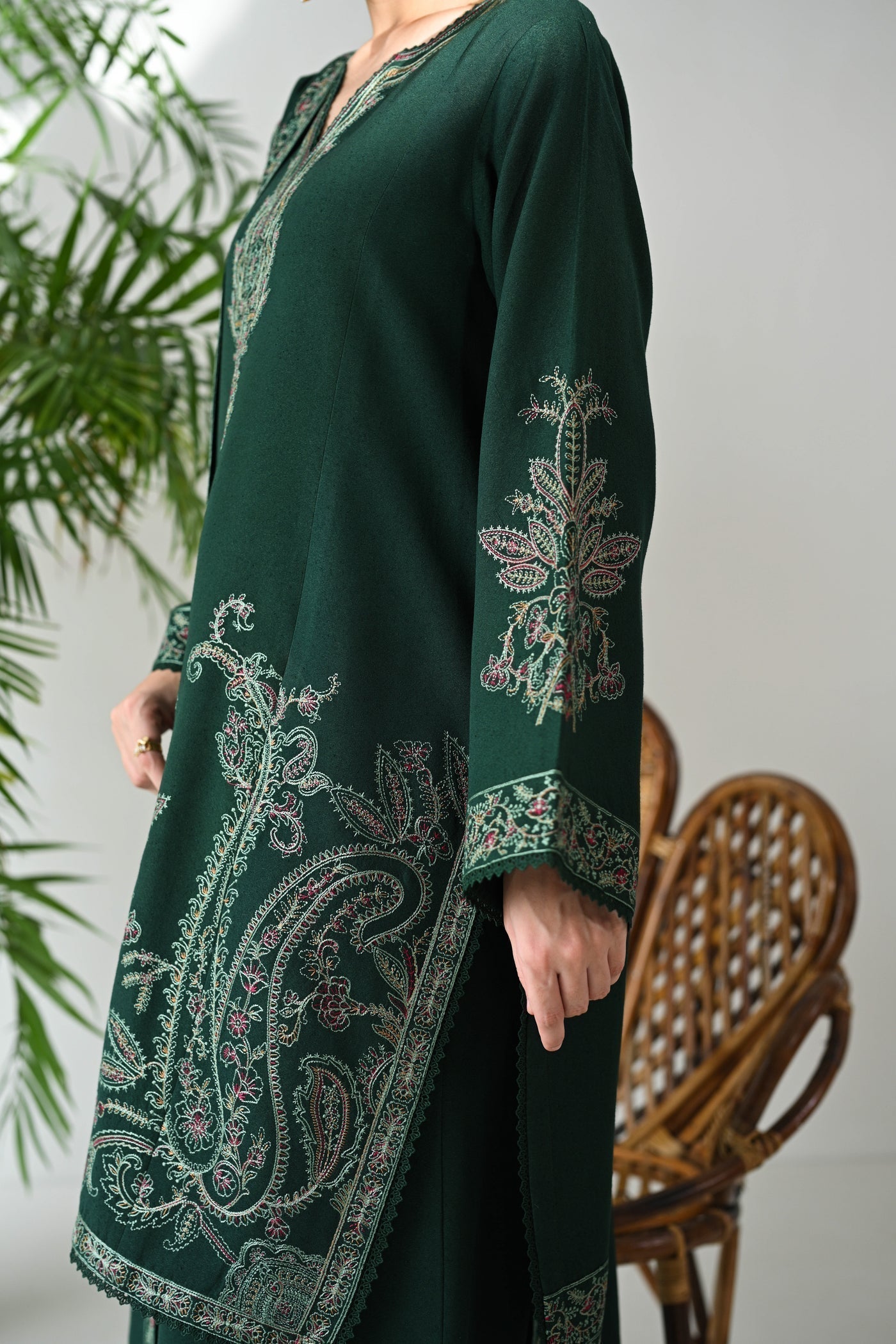 Dhanak 3PC Embroidered Shirt with Dhanak Embroidered Dupatta-3523