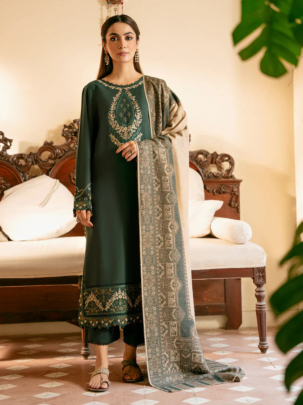 Lawn-3PC Embroidered Shirt with Digital Printed Jacquard Dupatta-5042