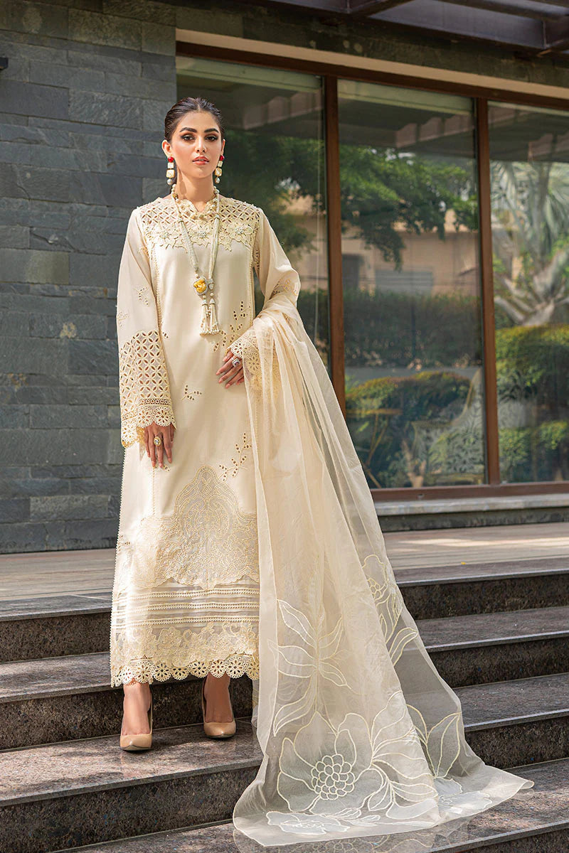 Dhanak 3PC Embroidered Shirt with Organza Embroidered Dupatta – ZC3170
