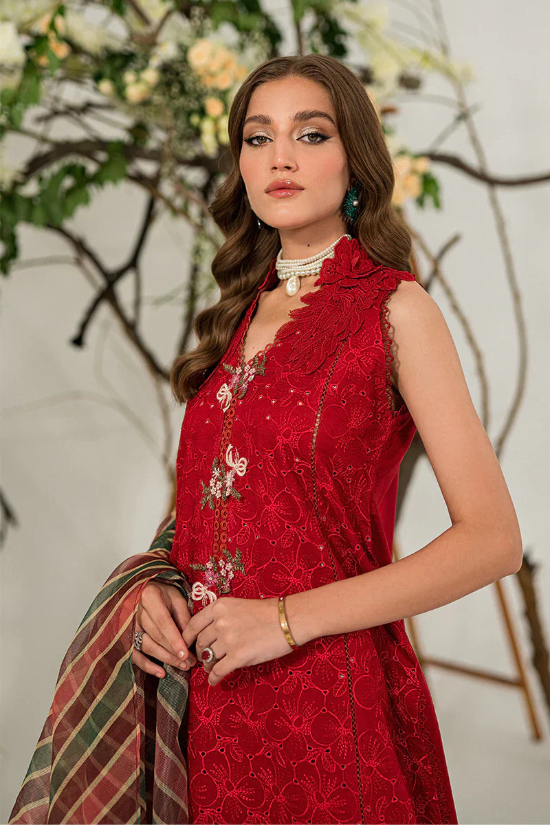 MUSHQ Dhanak 3PC Chikankari Embroidered with Digital Printed Organza Dupatta – ZC111