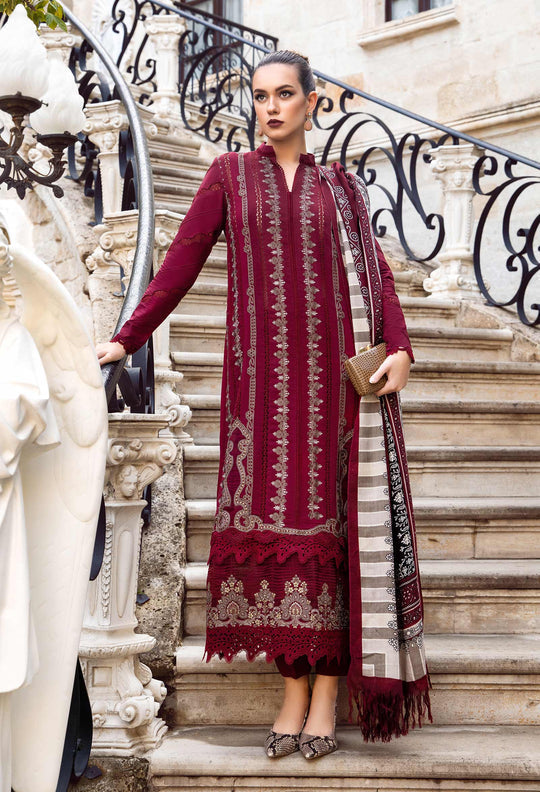Dhanak-3PC Embroidered Shirt with Digital Printed Wool Shawl -3427