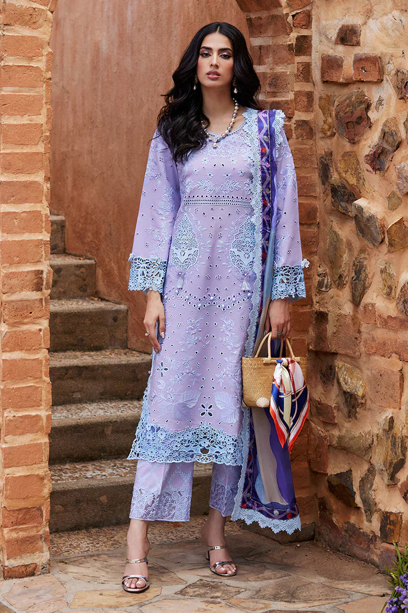 MUSHQ Dhanak 3PC Chikankari Embroidered Suit with Digital Printed Wool Shawl – ZC109