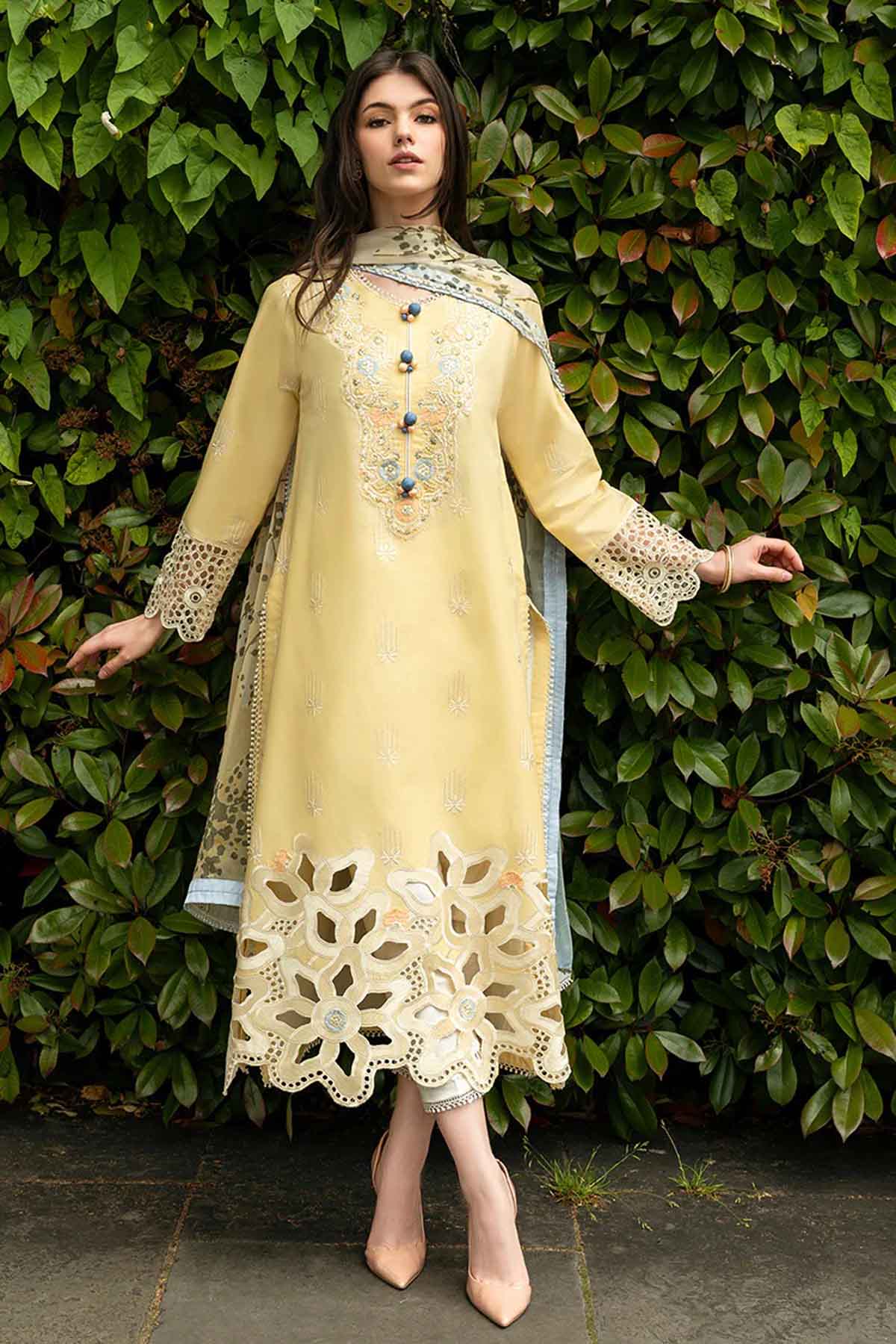 Lawn-3PC Embroidered with Digital printed Dupatta- SS 5134