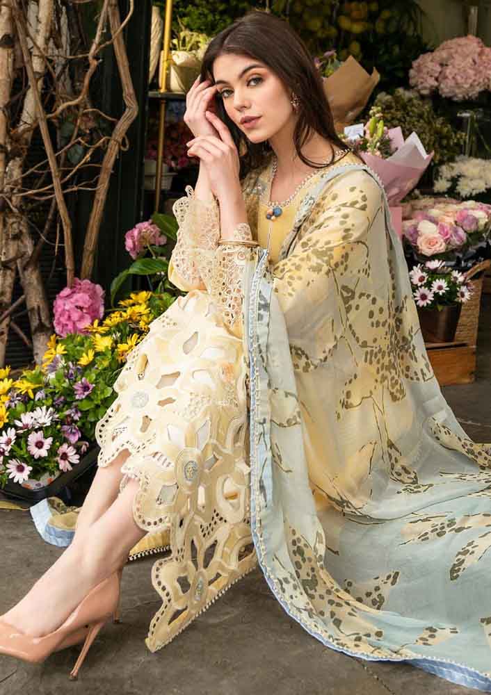 Lawn-3PC Embroidered with Digital printed Dupatta- SS 5134