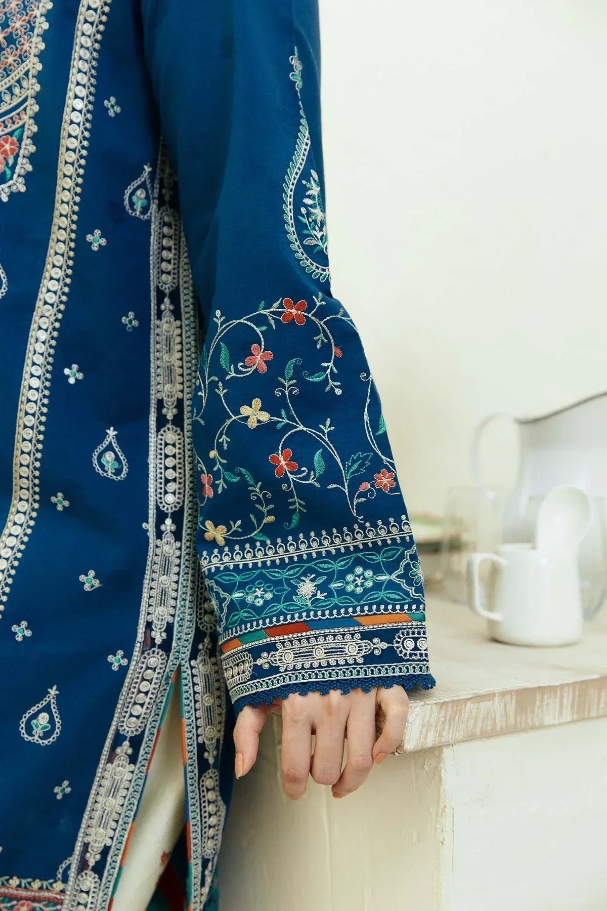 Dhanak Luxe 3PC Embroidered Shirt with Digital Printed Wool Shawl – ZC668