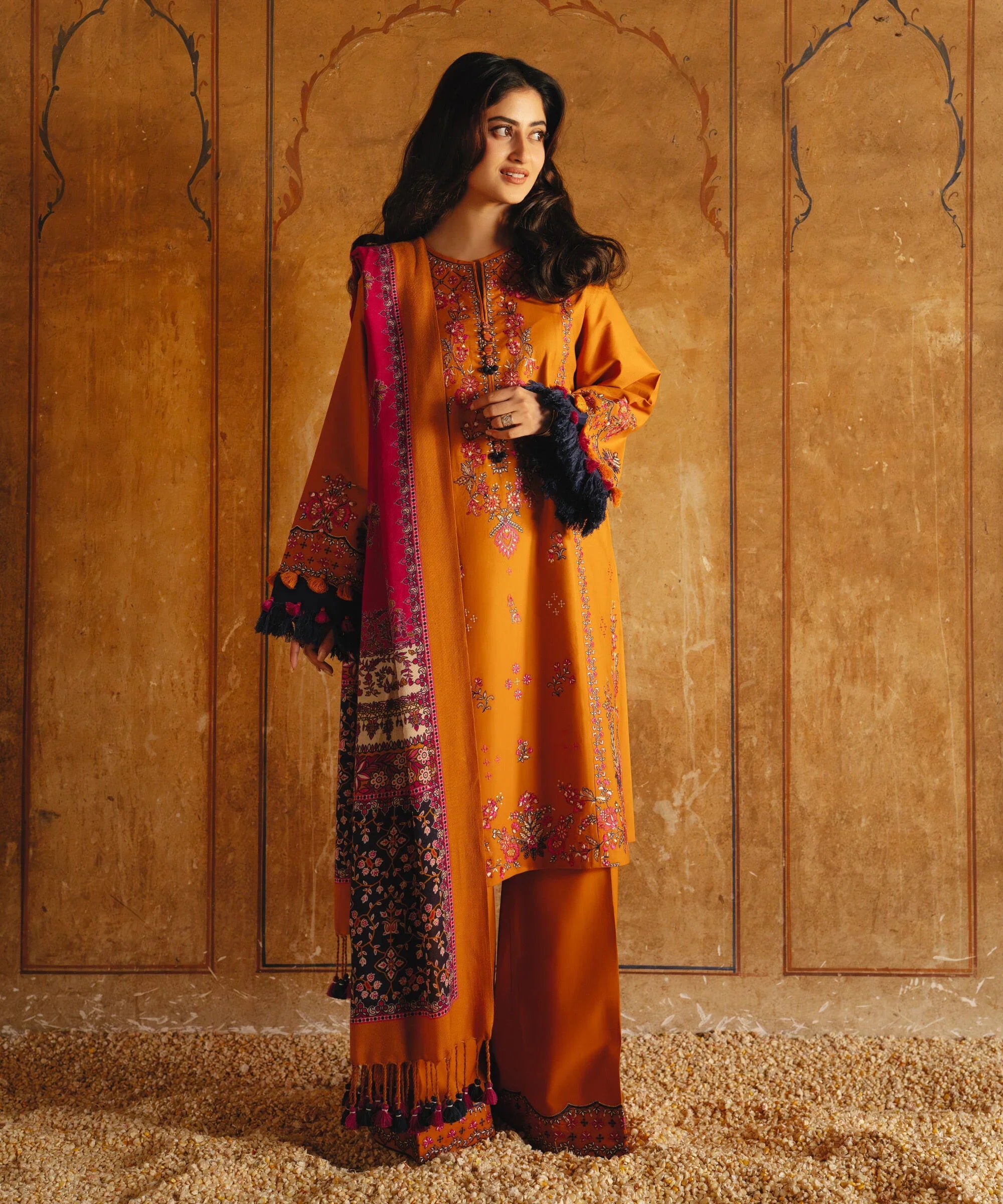 Lawn-3PC Embroidered with Digital Printed Jacquard Dupatta- SS 5126