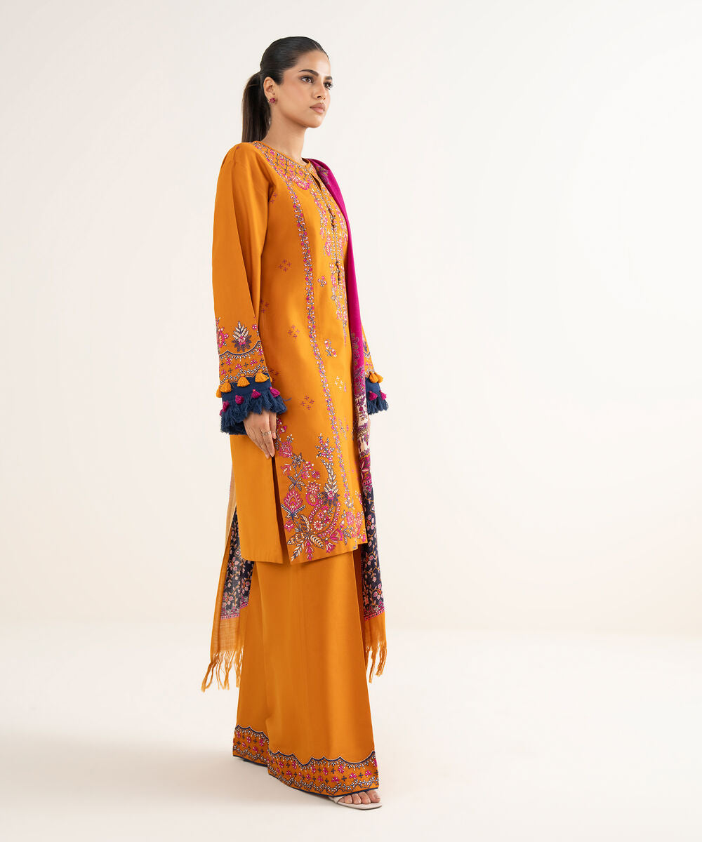 Lawn-3PC Embroidered with Digital Printed Jacquard Dupatta- SS 5126