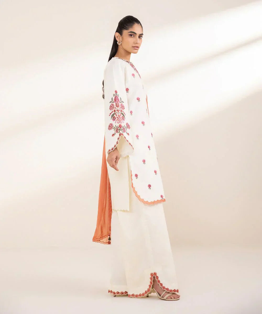Lawn 3PC Embroidered Shirt with Chiffon Dupatta – ZC1297