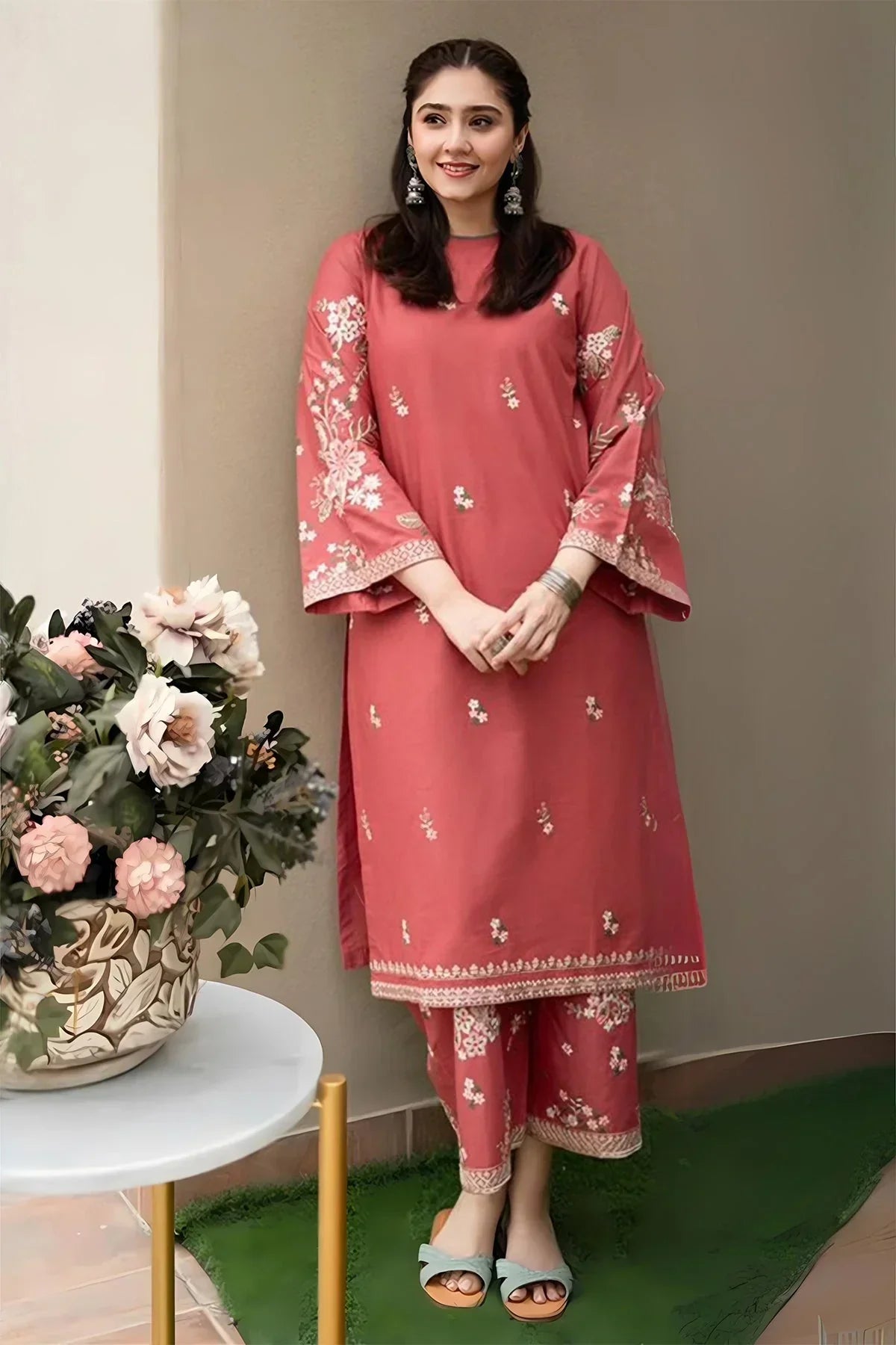 URGE 2PC Dhanak Embroidered Shirt & Trouser – ZC661