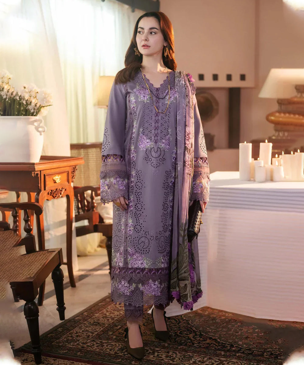 Dhanak 3PC Embroidered Shirt with Digital Printed Wool Shawl – ZC3306