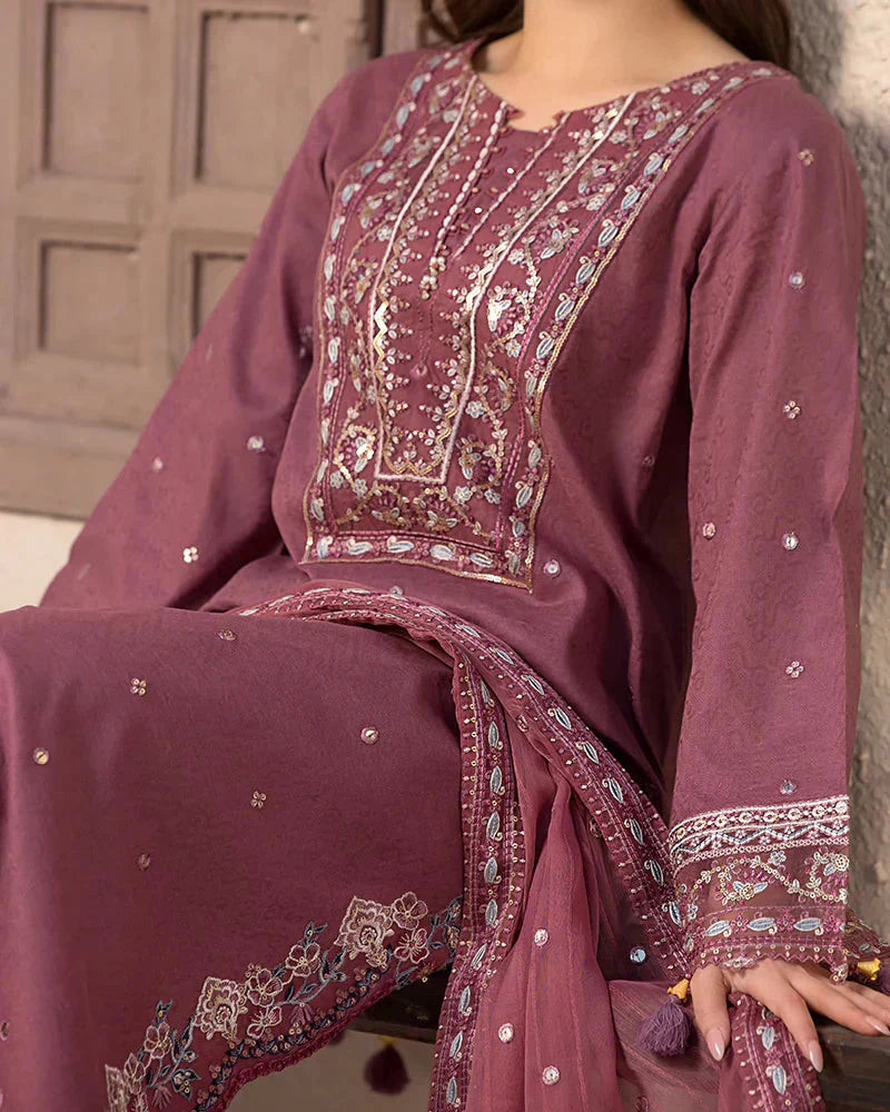Lawn-3PC Embroidered Shirt with Chiffon Embroidered Dupatta-SS 5064