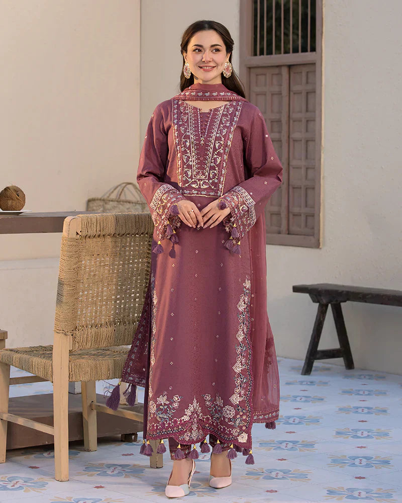 Lawn 3PC Embroidered Shirt with Chiffon Embroidered Dupatta – ZC1321