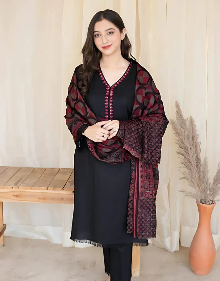 Dhanak Luxe 3PC Embroidered Unstitched Dress – ZC622
