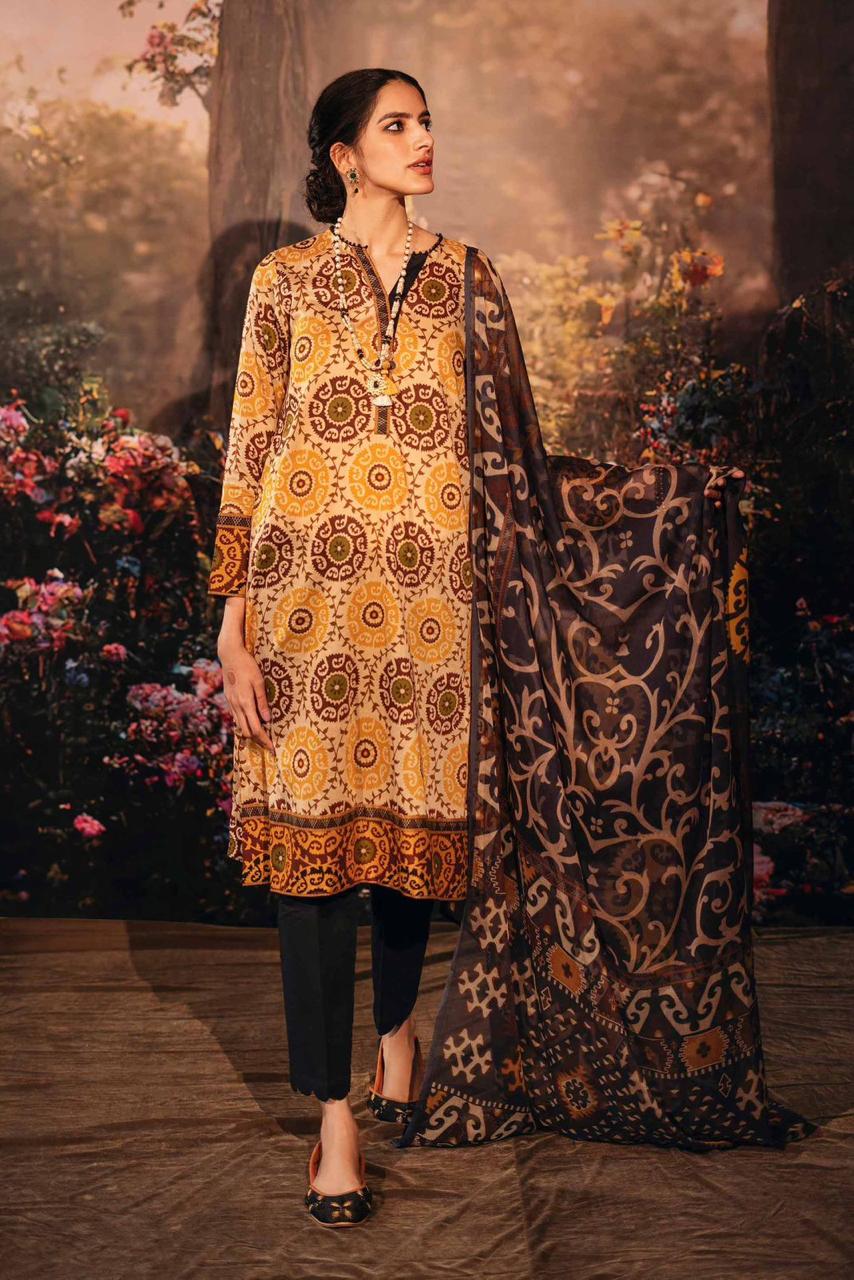Nishat 3PC Lawn Printed with Printed Voile Dupatta – ZC754