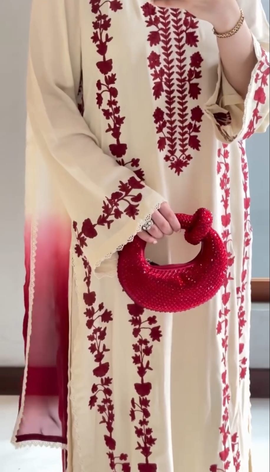 Dhanak-3PC Embroidered Shirt with Chiffon Tie and Dye Dupatta - 3509