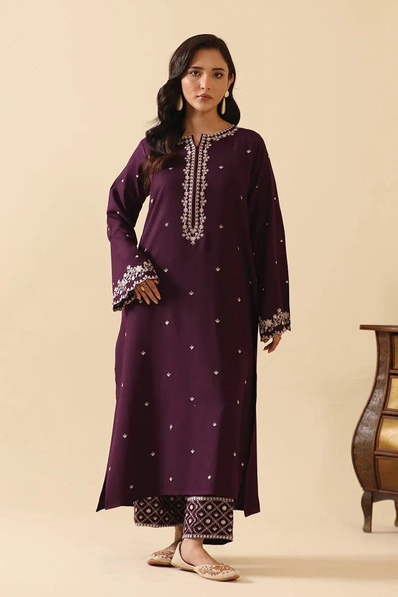 Unstitched 2PC embroidered lawn suit -NF - DE 1137