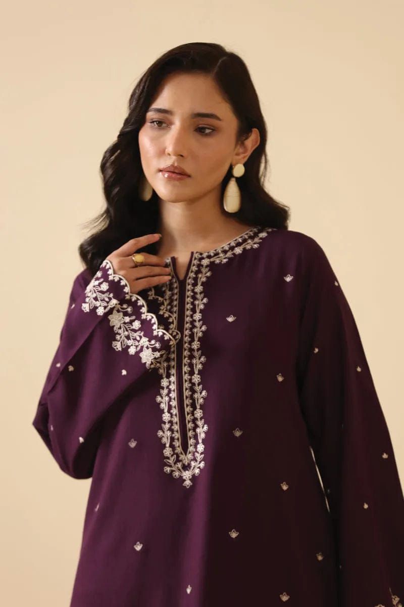 Unstitched 2PC embroidered lawn suit -NF - DE 1137