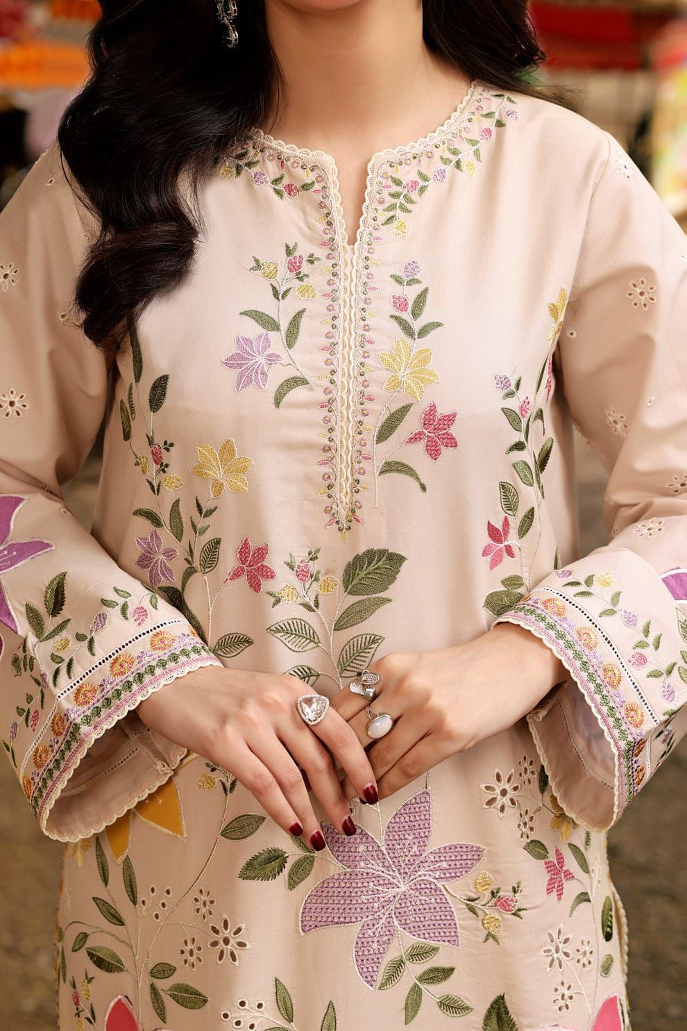 Unstitched 3PC Embroidered Lawn Suit- NF-DE 1151