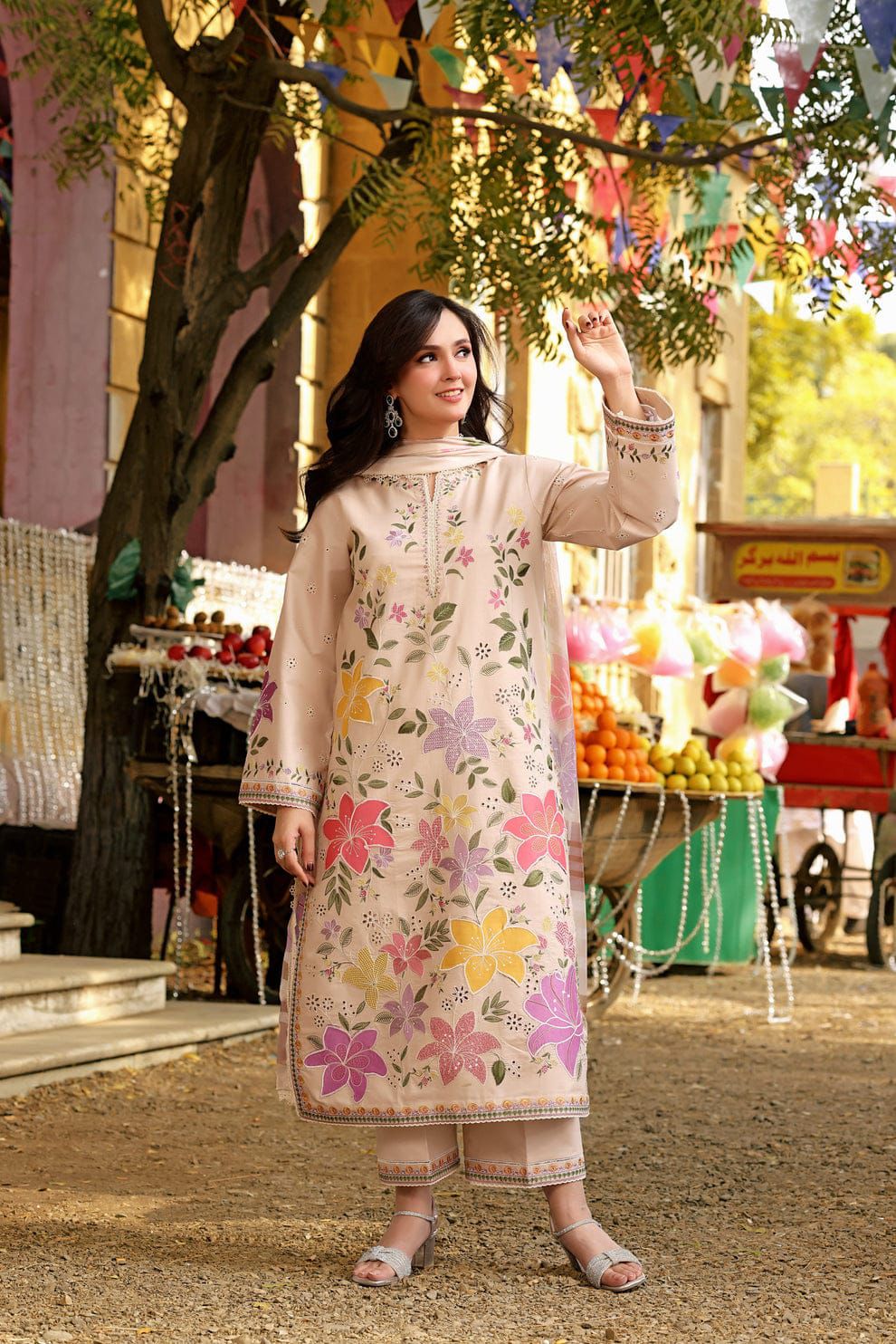 Unstitched 3PC Embroidered Lawn Suit- NF-DE 1151
