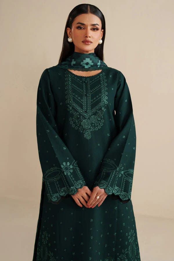 Unstitched 3PC Embroidered Lawn Suit - NF - 1021