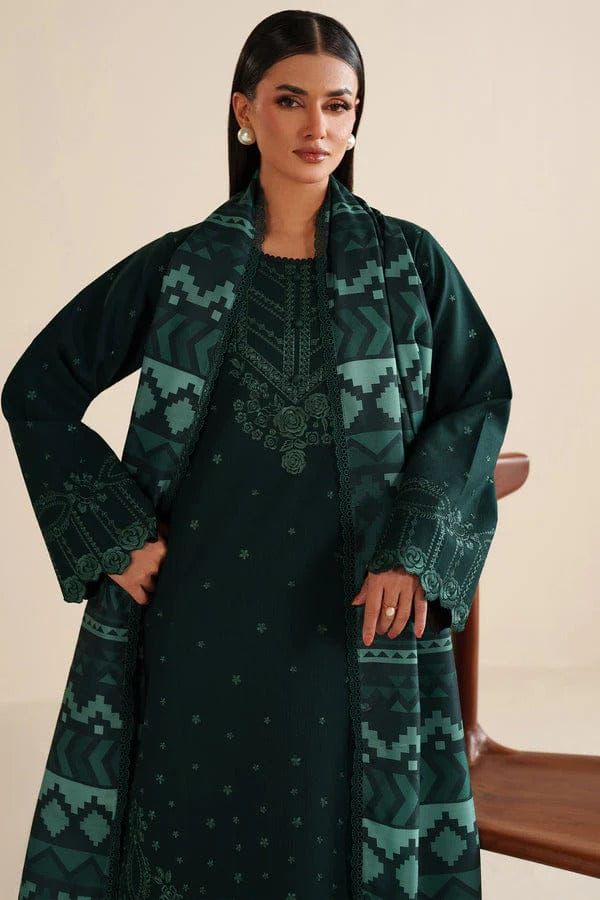 Unstitched 3PC Embroidered Lawn Suit - NF - 1021